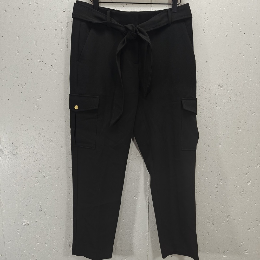 Loft Womens Size 6‎ Dress Pants Black Cargo Work Tie Waist  NWT